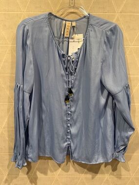 Dolan Top blue surf tassel button size L